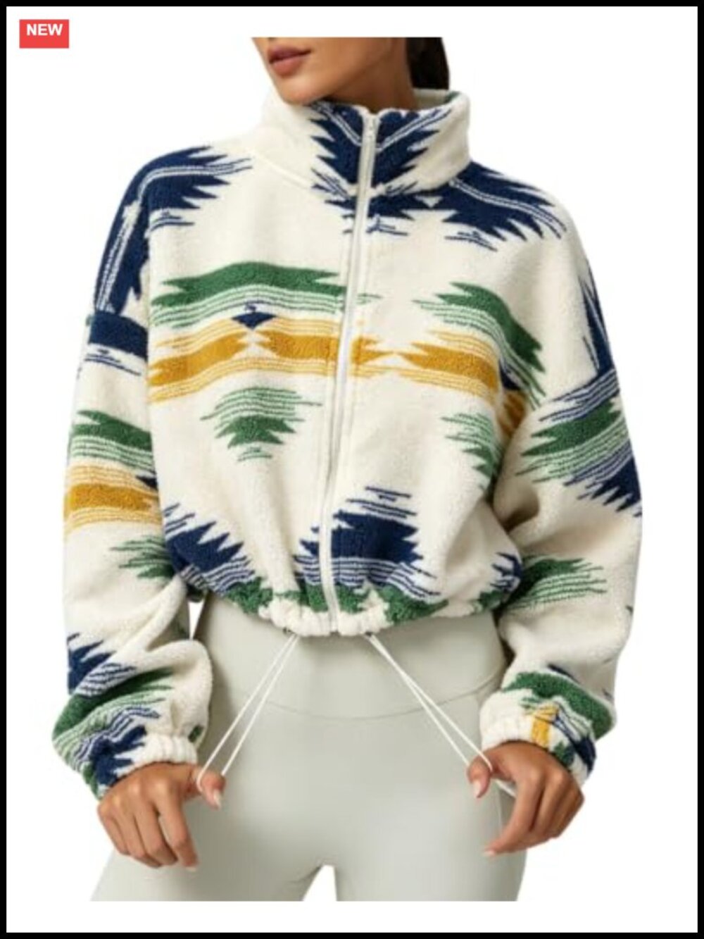 Women's Full Zip Fleece Short Jacket Warm Winter Sherpa Crop Coat